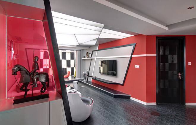 宿迁学府人家三居室红黑色色调罗马风格客厅装修效果图